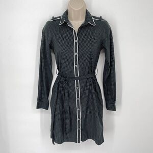 Brooks Brothers Women's Button Down Polka Dots Cotton Dress Size 0 P Black